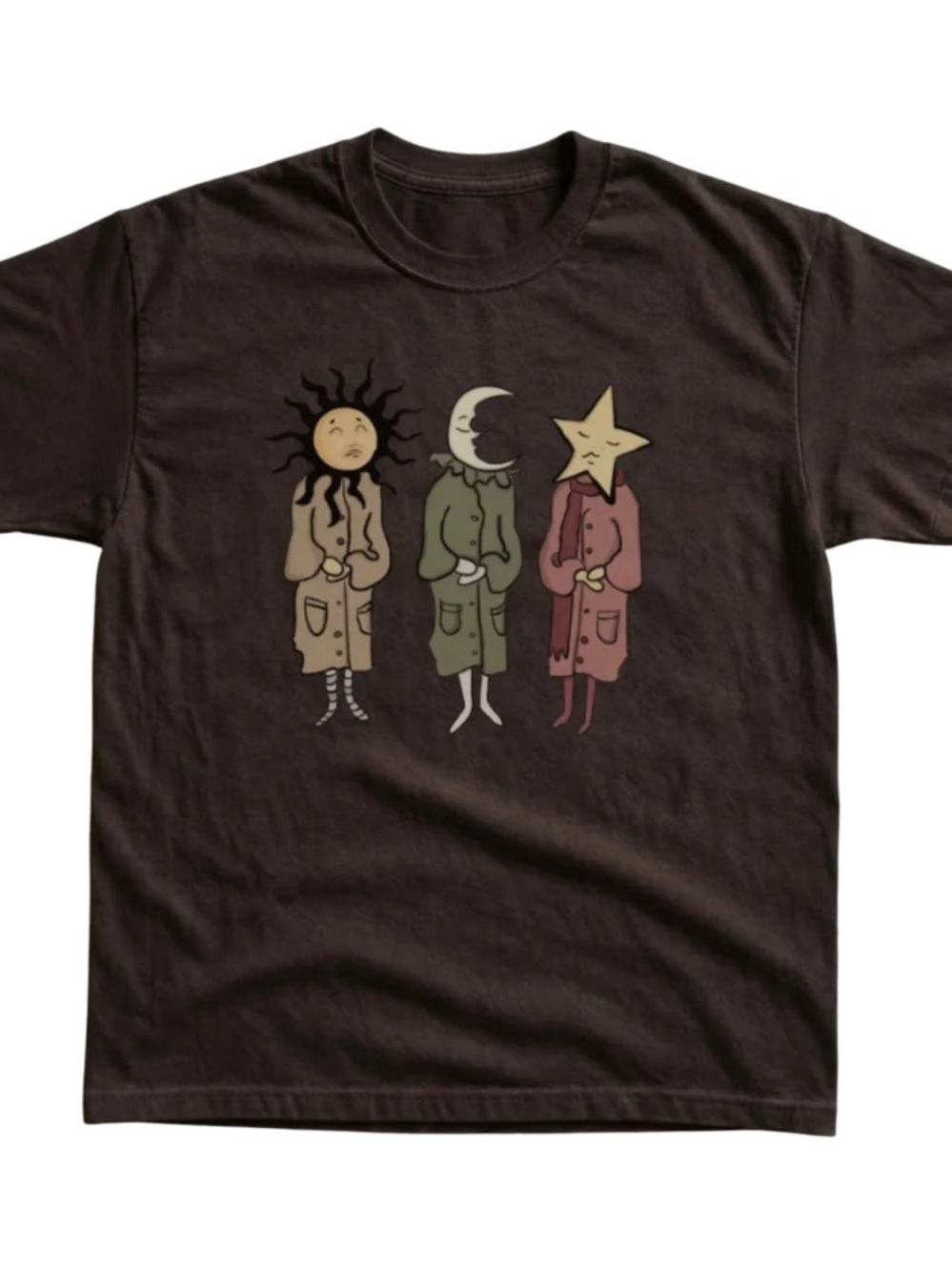Gildan Brown Sun Moon Star Graphic Tee